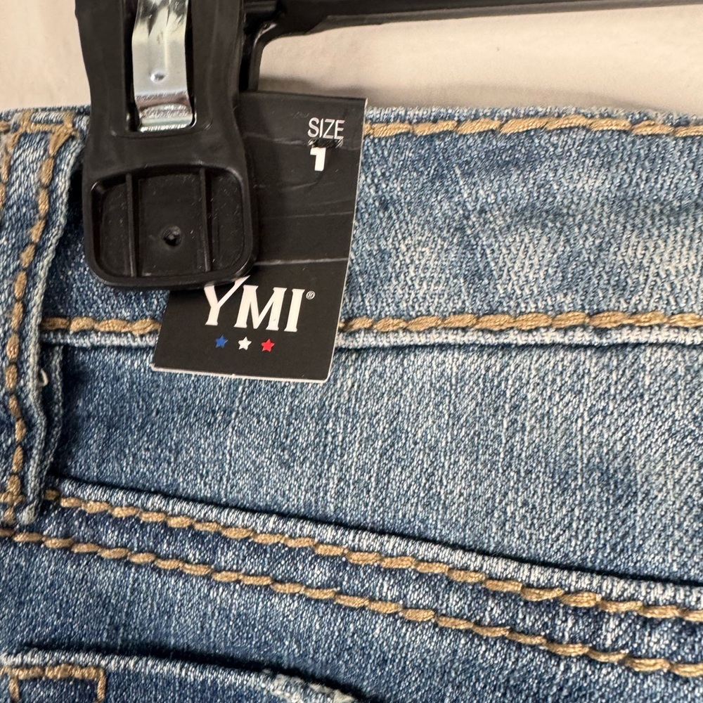YMI Blue and Red Star-Striped Jean Shorts - Picture 3 of 3